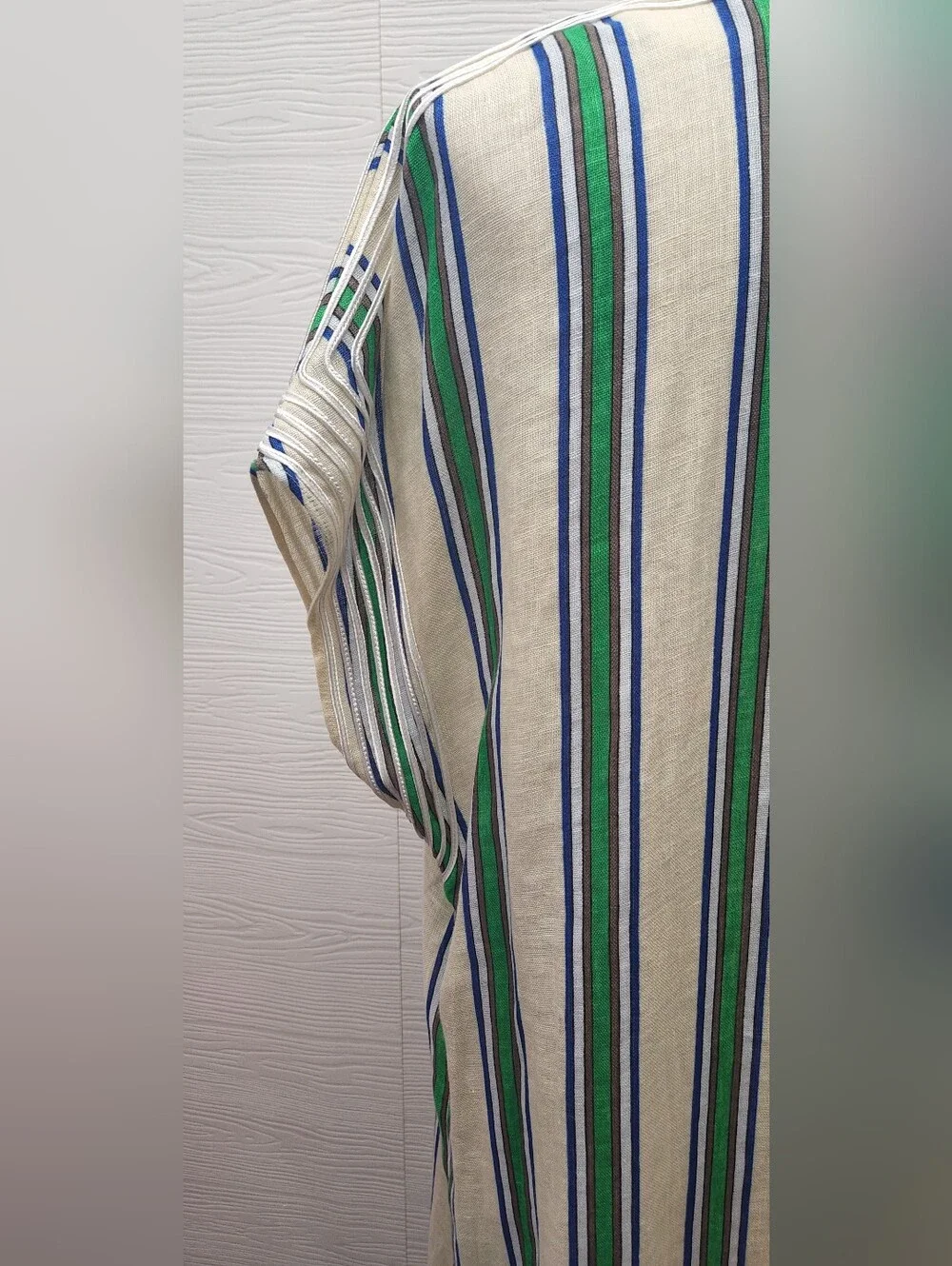Tory Burch Grand Awning Stripe Linen Caftan Dress Coverup Size L NWT Retail $498